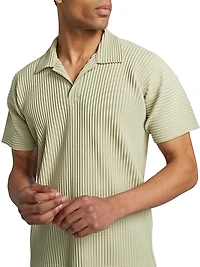 Classic Rib-Knit Polo Shirt