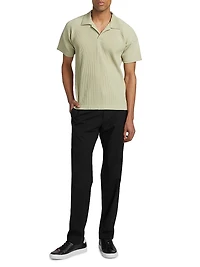 Classic Rib-Knit Polo Shirt