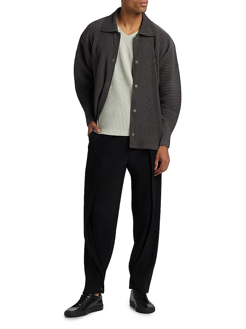 Snap-Cuff Pleats Pants