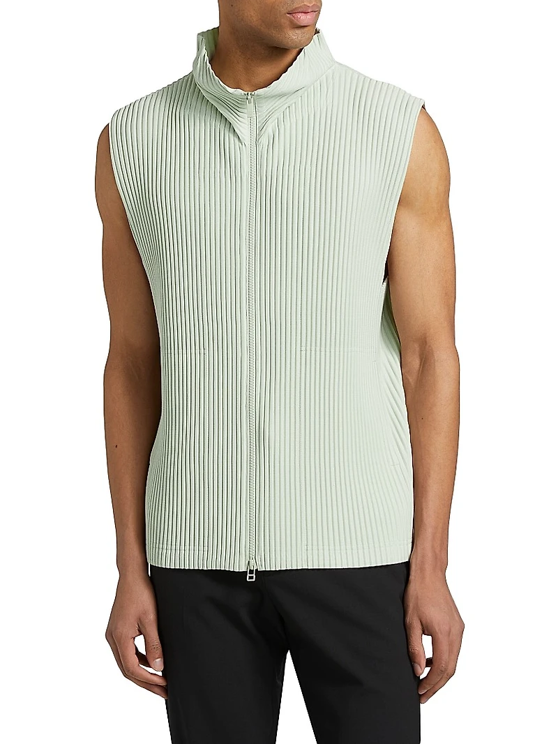 Monthly Colors March Pleated Zip-Up Vest