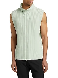 Monthly Colors March Pleated Zip-Up Vest