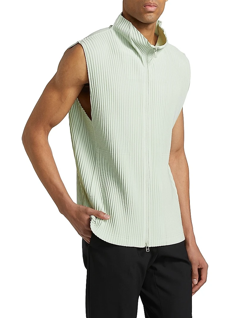 Monthly Colors March Pleated Zip-Up Vest