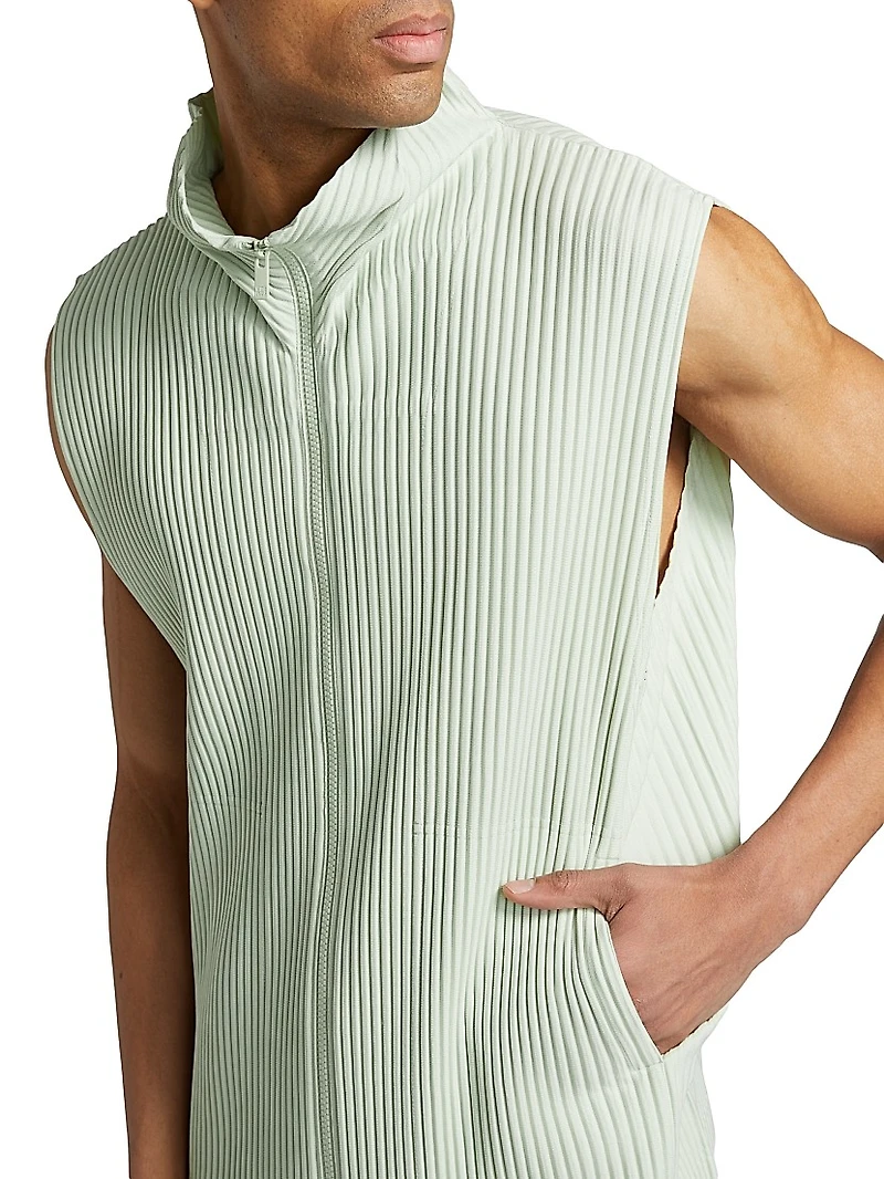 Monthly Colors March Pleated Zip-Up Vest