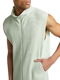 Monthly Colors March Pleated Zip-Up Vest