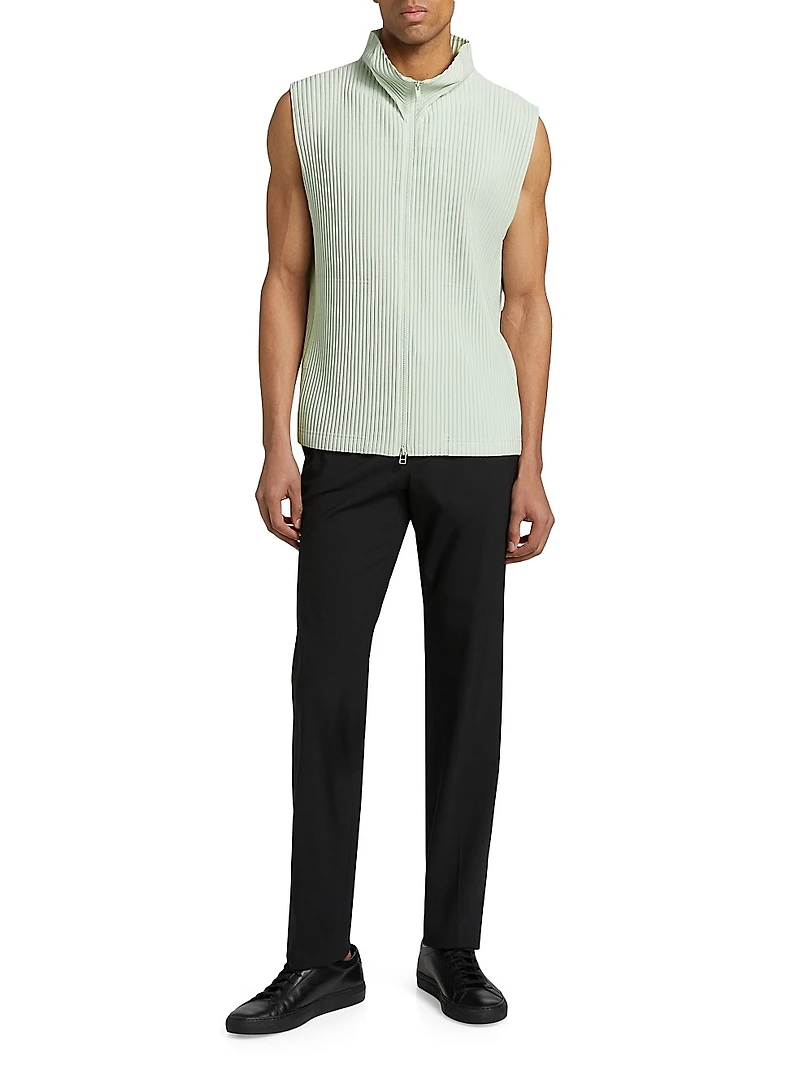 Monthly Colors March Pleated Zip-Up Vest