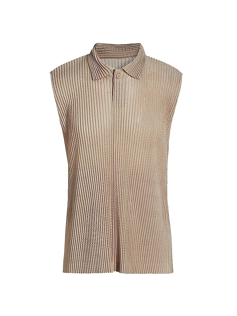 Mesh Sleeveless Polo Shirt