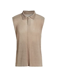 Mesh Sleeveless Polo Shirt