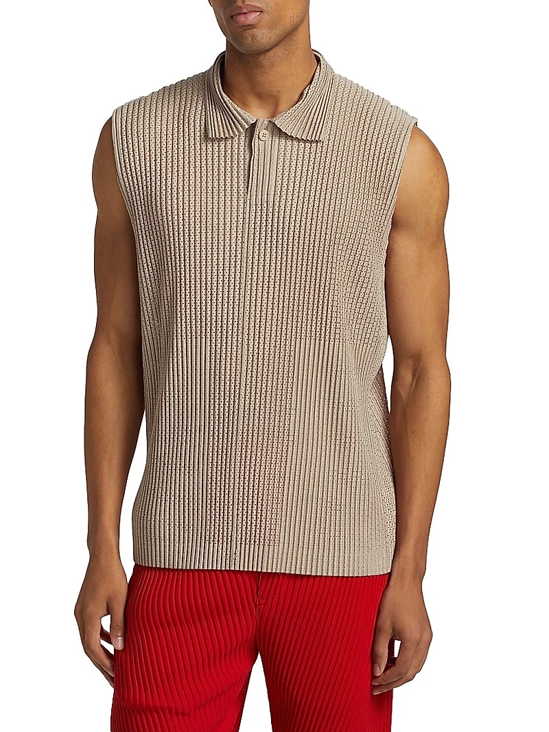 Mesh Sleeveless Polo Shirt