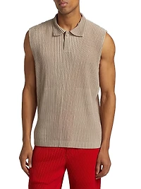 Mesh Sleeveless Polo Shirt