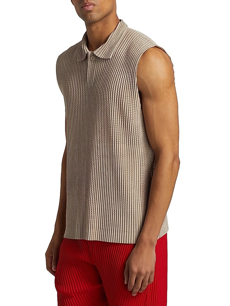 Mesh Sleeveless Polo Shirt