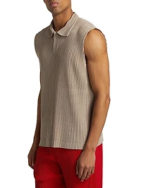 Mesh Sleeveless Polo Shirt