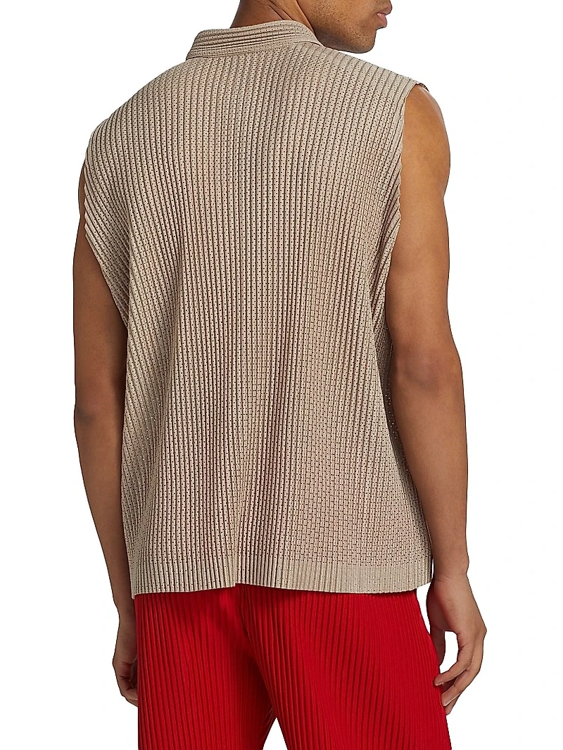 Mesh Sleeveless Polo Shirt