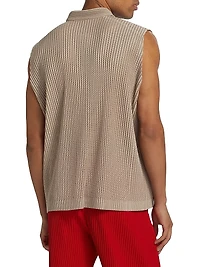 Mesh Sleeveless Polo Shirt