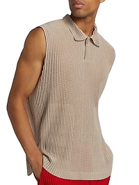 Mesh Sleeveless Polo Shirt