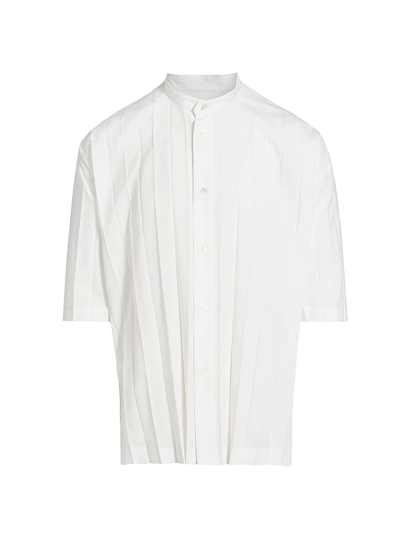 Edge Pleated Short-Sleeve Shirt
