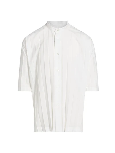 Edge Pleated Short-Sleeve Shirt