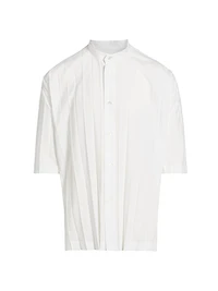 Edge Pleated Short-Sleeve Shirt