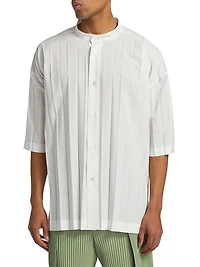 Edge Pleated Short-Sleeve Shirt