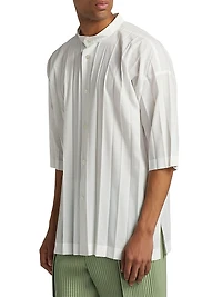 Edge Pleated Short-Sleeve Shirt
