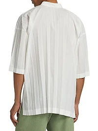 Edge Pleated Short-Sleeve Shirt