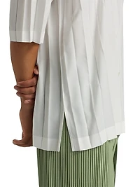 Edge Pleated Short-Sleeve Shirt