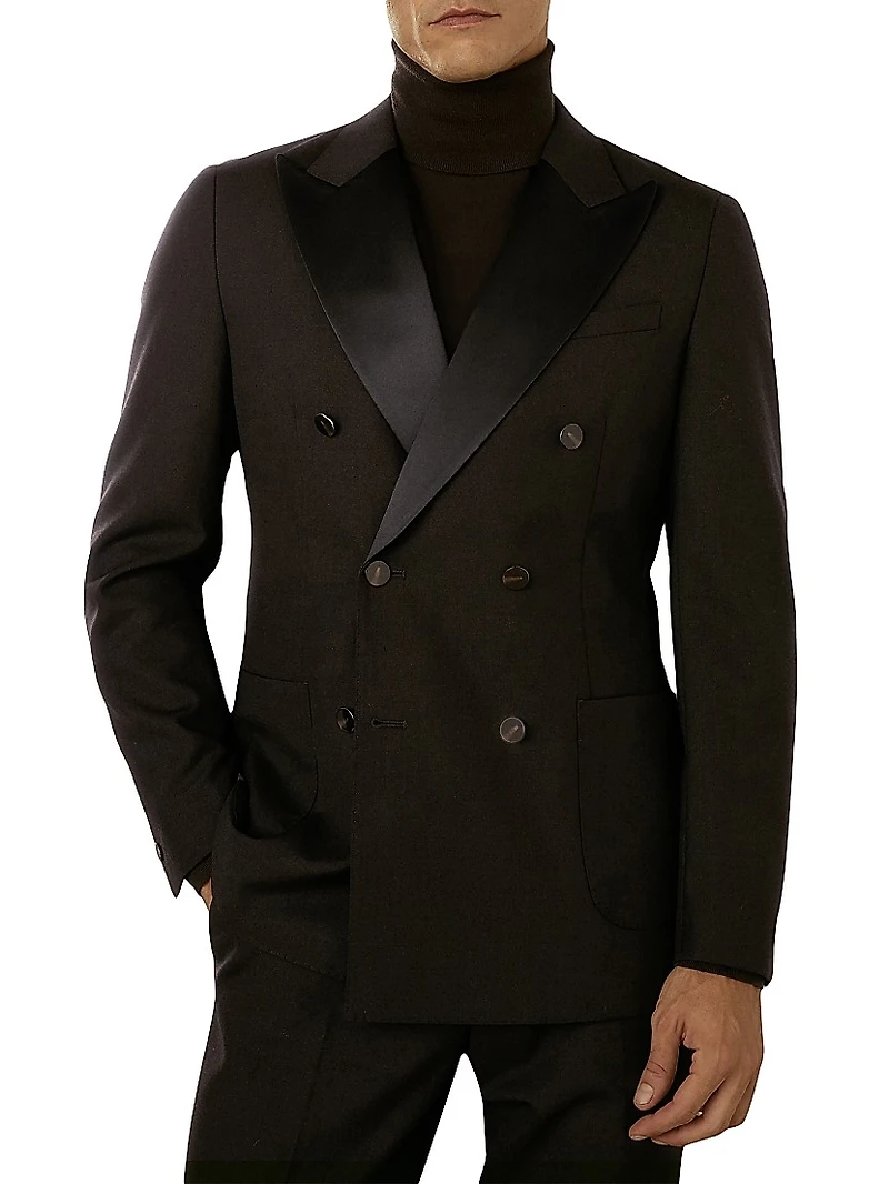 Shadow Wool Double-Breasted Blazer