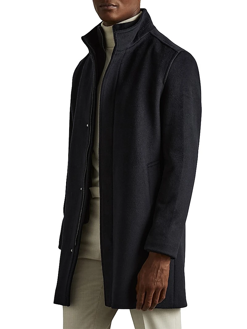 Bhule Wool-Blend Stand-Collar Coat