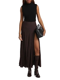 Nancy Pleated Midi-Skirt