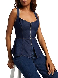 Zeta Denim Cinched Top