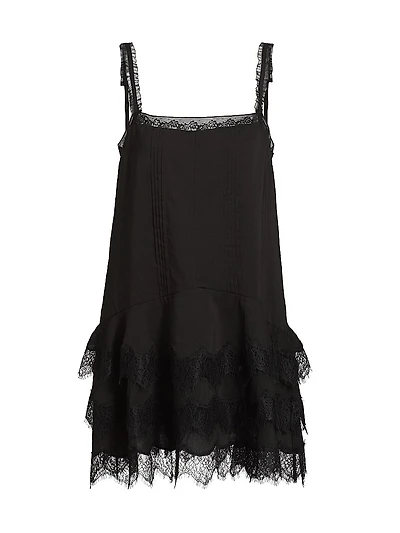 Cleodora Lace-Trim Slip Minidress