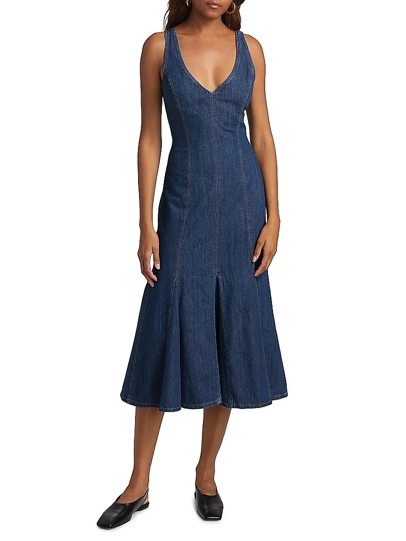 Serafina Denim Midi-Dress