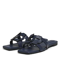 Monogram Leather Slide Sandals