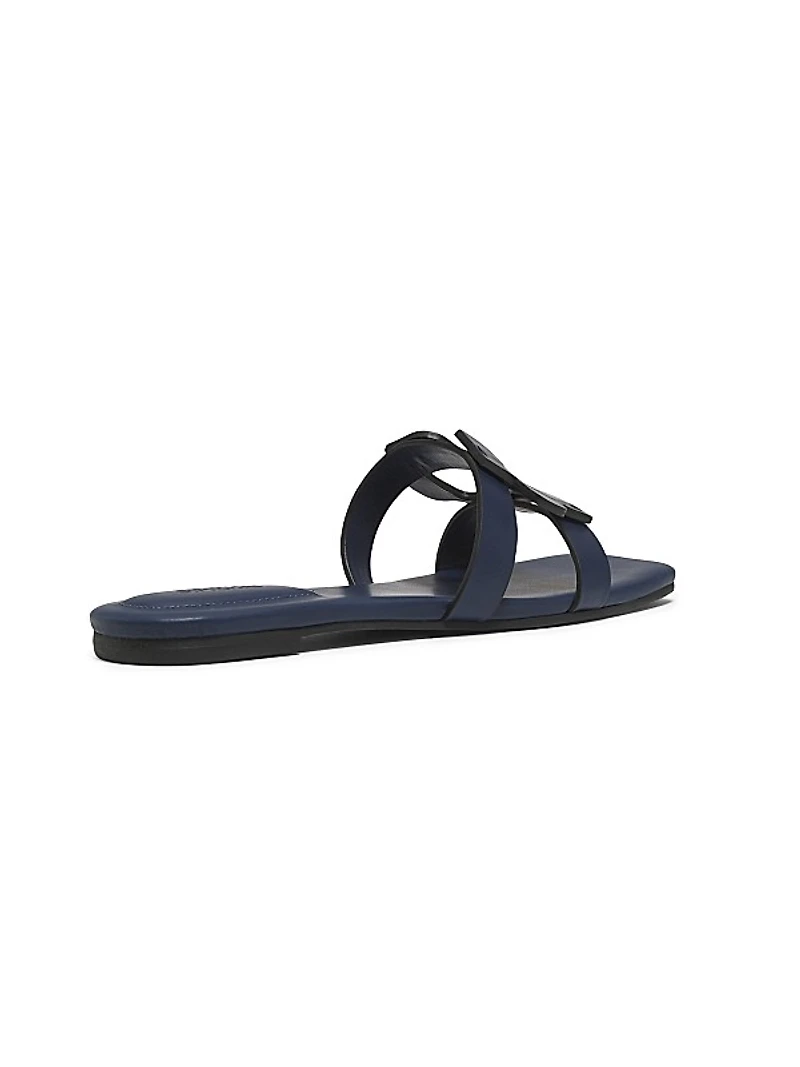 Monogram Leather Slide Sandals