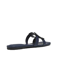 Monogram Leather Slide Sandals