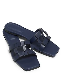 Monogram Leather Slide Sandals