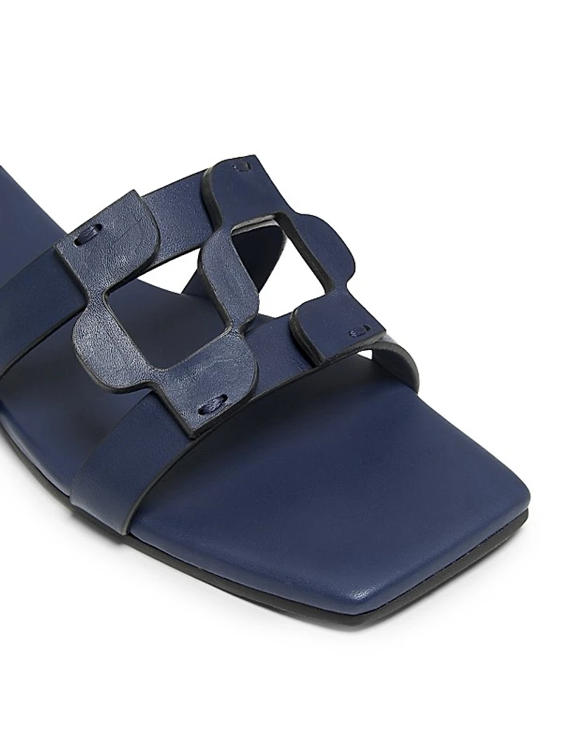 Monogram Leather Slide Sandals
