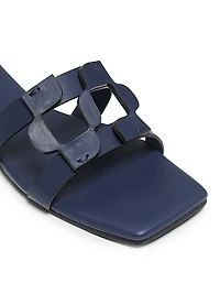 Monogram Leather Slide Sandals