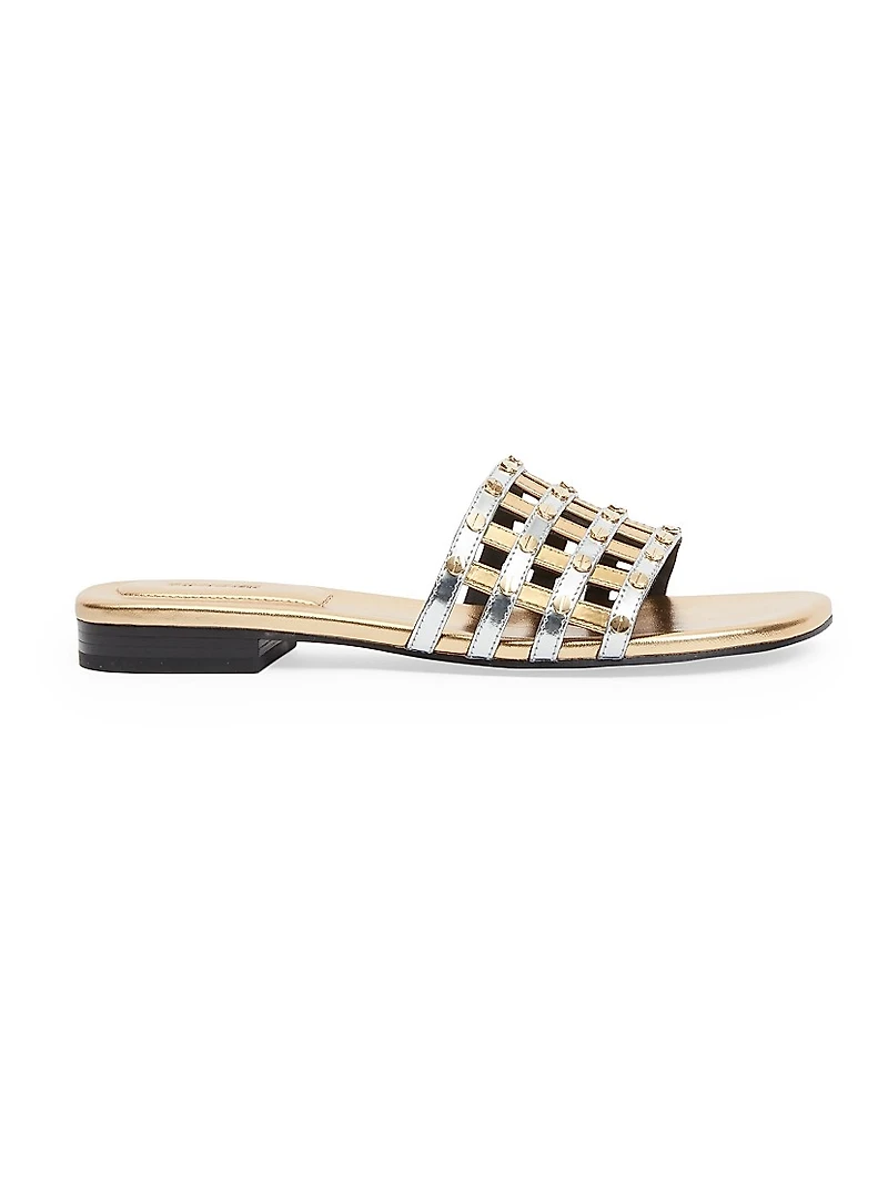 Rivet Leather Flat Sandals