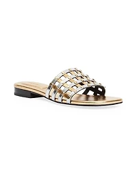 Rivet Leather Flat Sandals