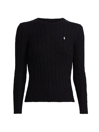 Cable-Knit Cotton Crewneck Sweater