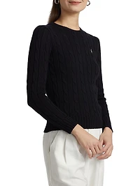 Cable-Knit Cotton Crewneck Sweater