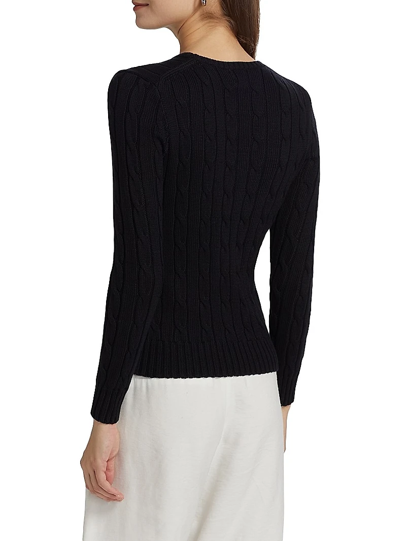 Cable-Knit Cotton Crewneck Sweater
