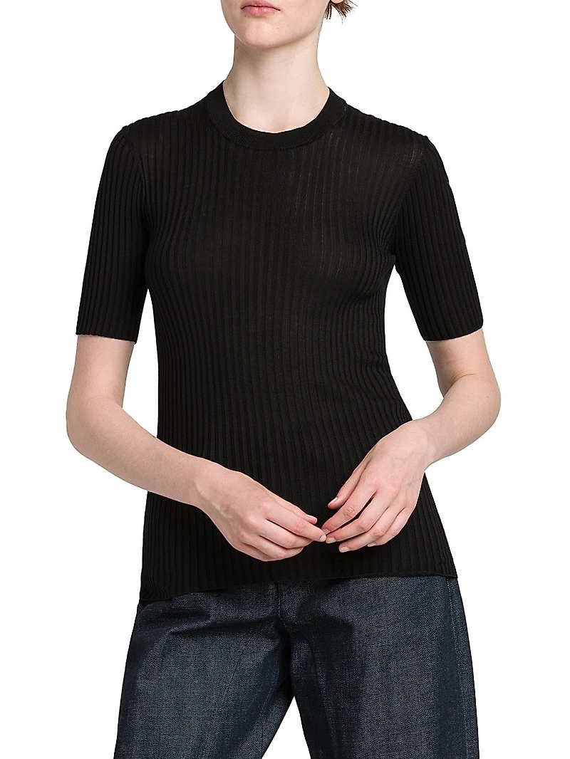 Merino Wool Rib-Knit Top