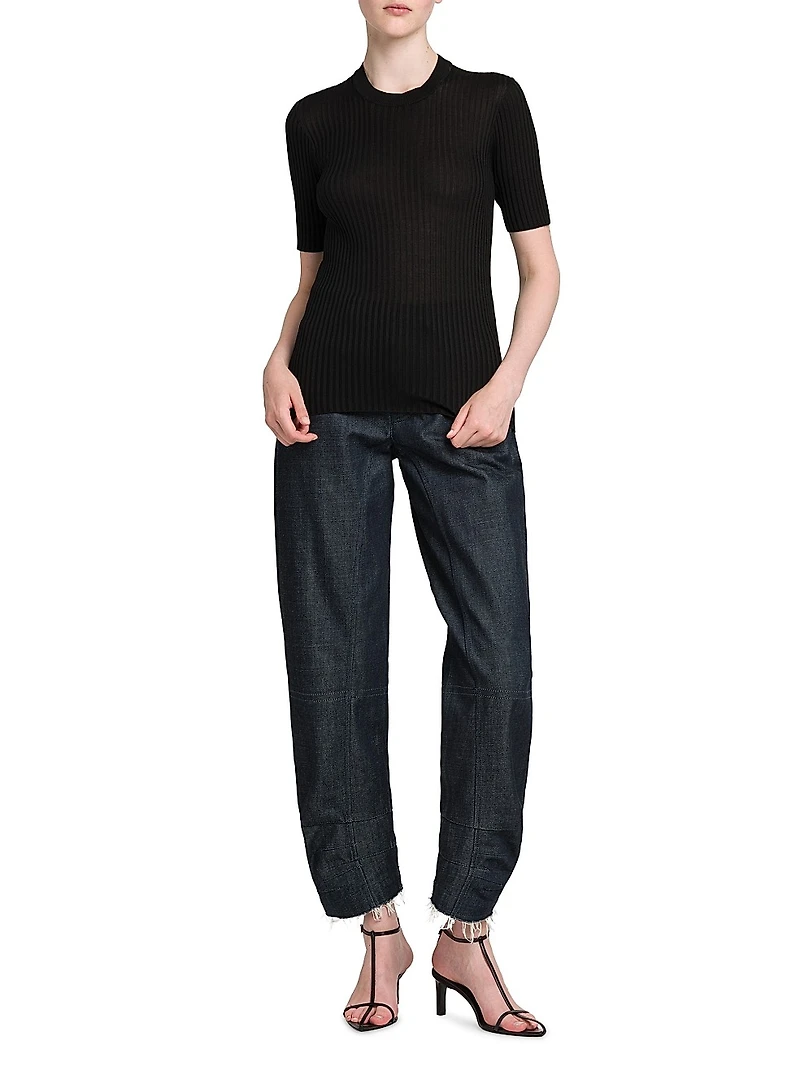 Merino Wool Rib-Knit Top