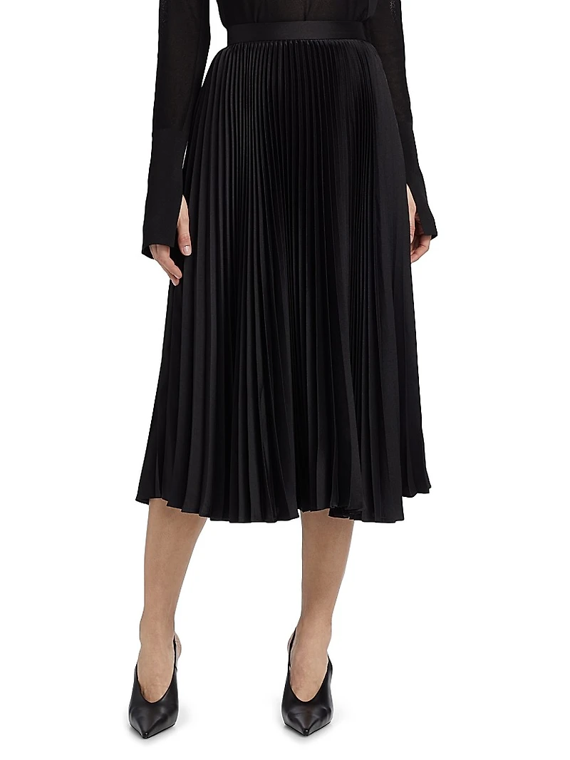 Plissé Sunburst-Pleated Midi-Skirt