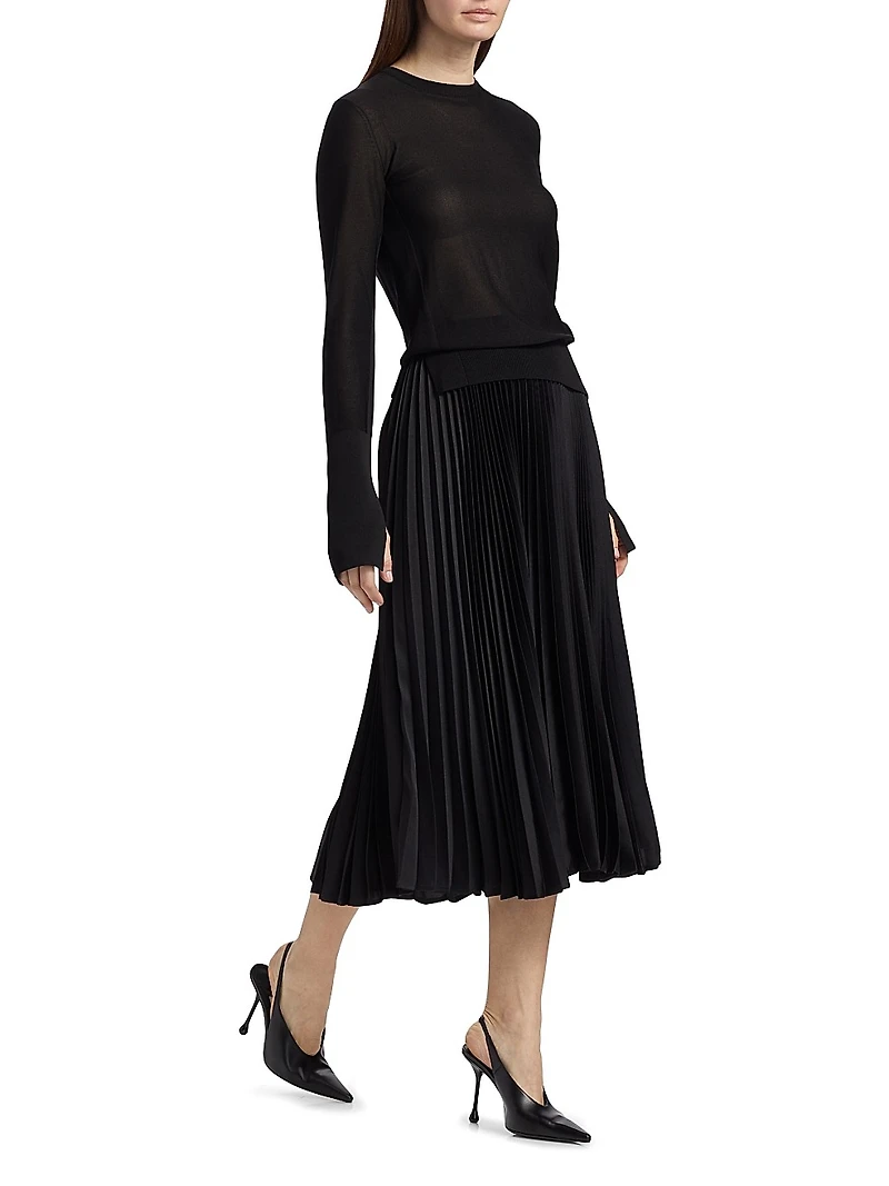 Plissé Sunburst-Pleated Midi-Skirt