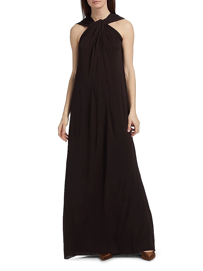 Knotted Cape-Back Gown