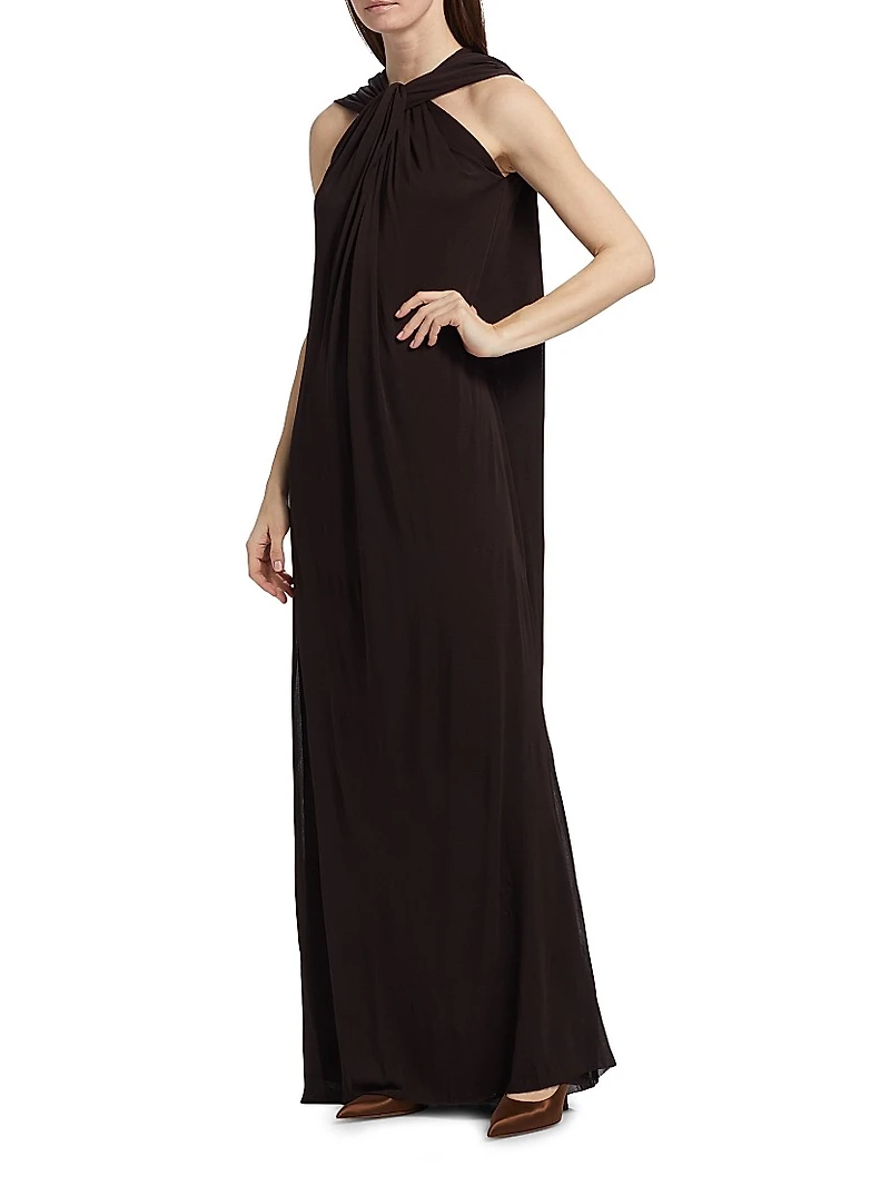 Knotted Cape-Back Gown