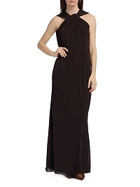 Knotted Cape-Back Gown