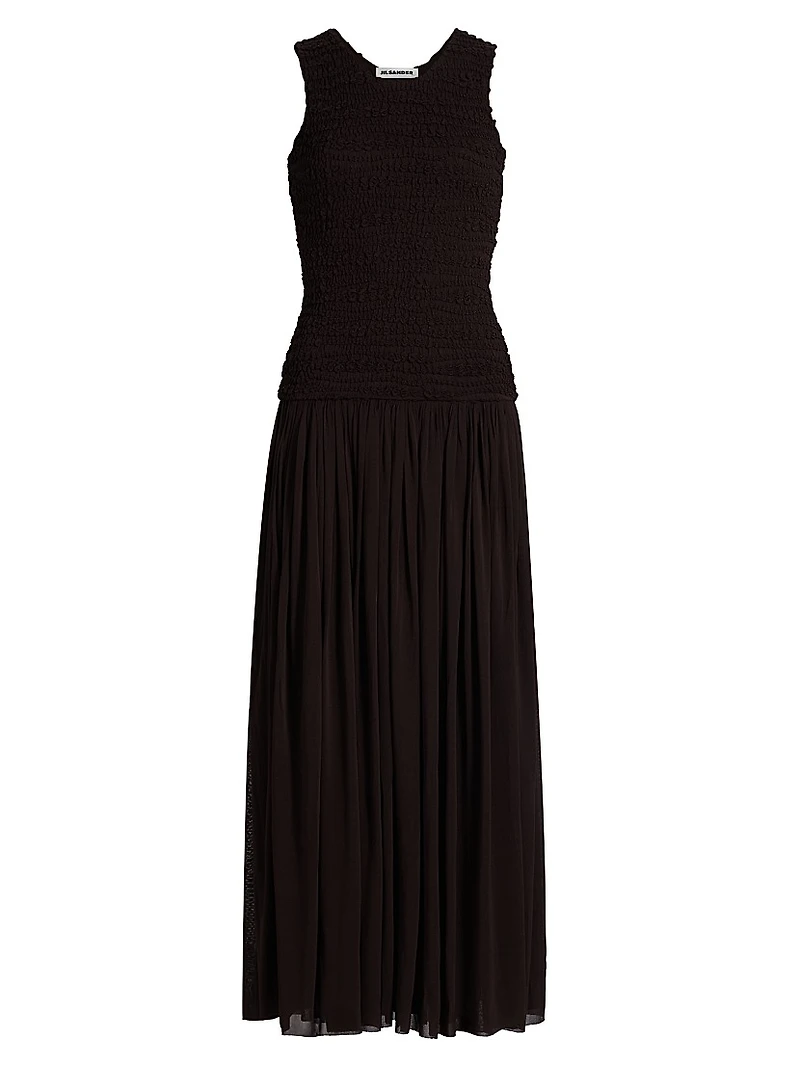 Smocked Drop-Waist Maxi Dress